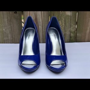 Cobalt Blue Peep Toe Heels